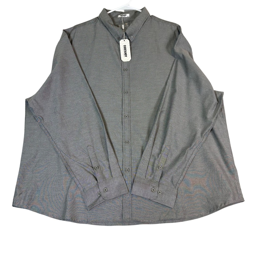 COOFANDY Mens 3XL Grey Textured Long Sleeve Button Down Casual Shirt 3X NWT New